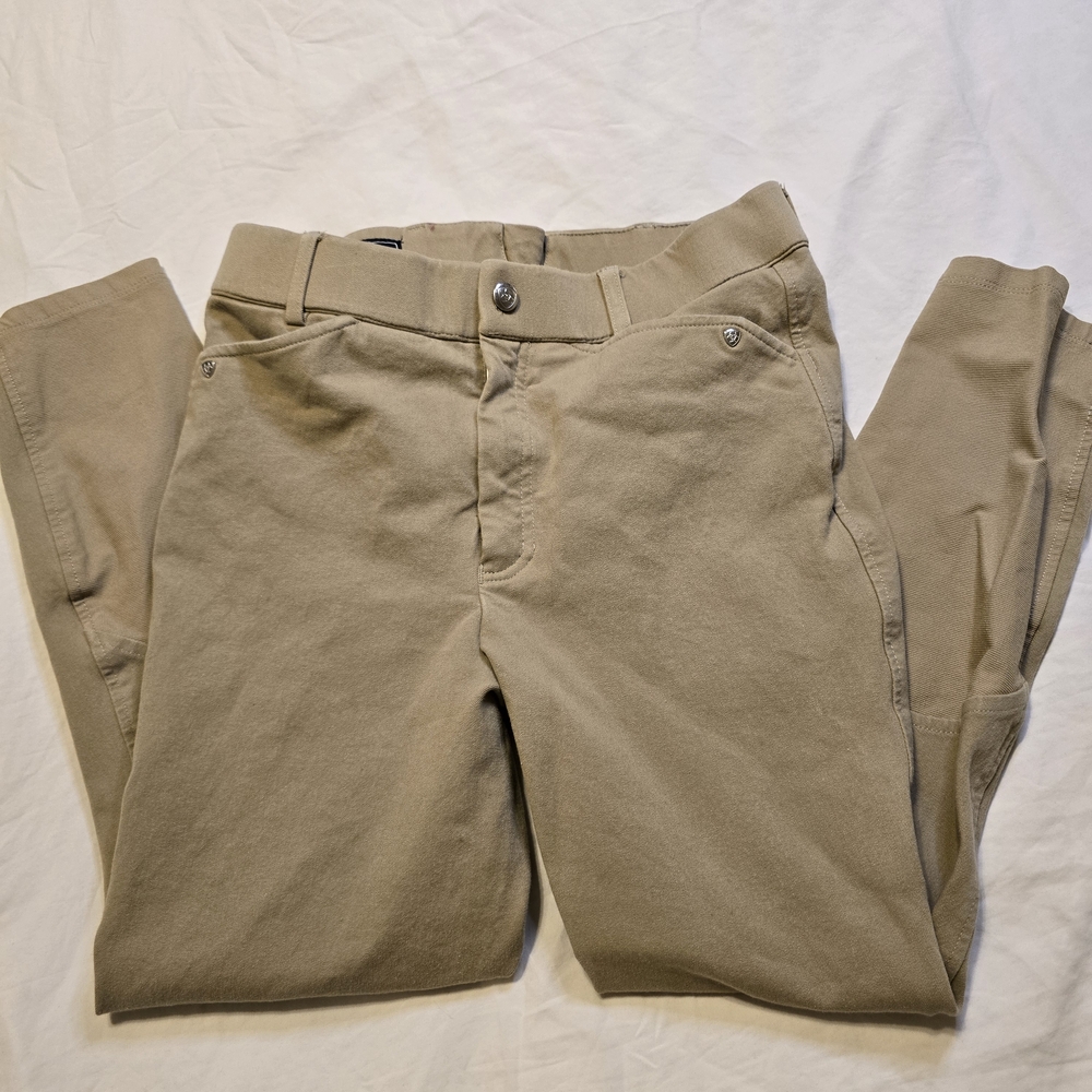 Ariat Youth Heritage Knee Patch Breeches in tan, size 16R.